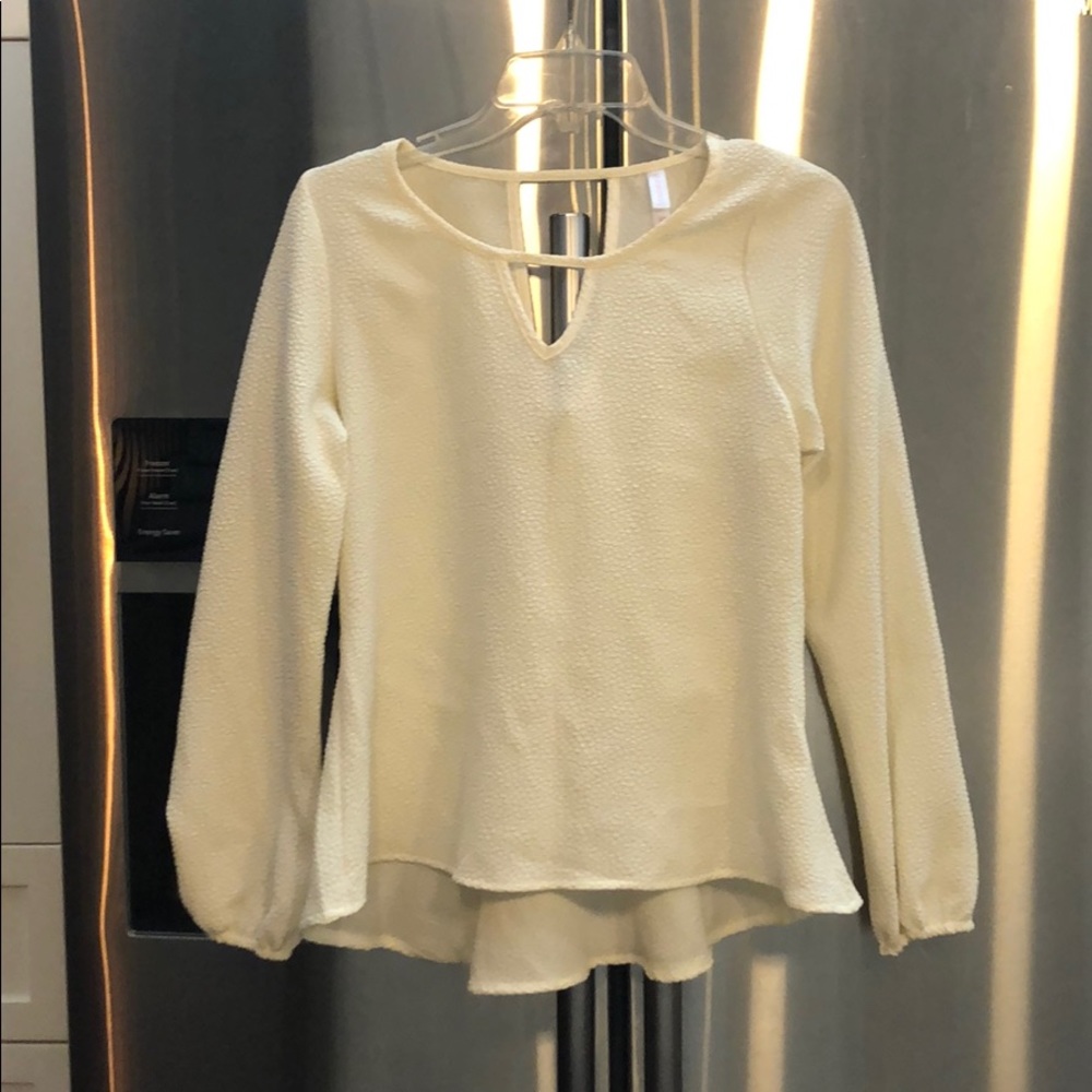 Ivory High Low Dress Shirt with Cut Outs